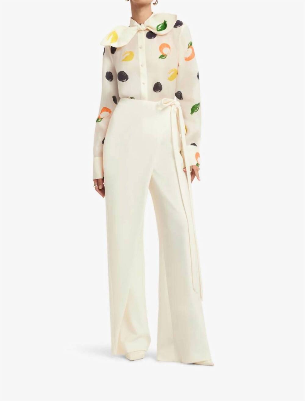 NEW LEO LIN cora bow blouse in citrus spots